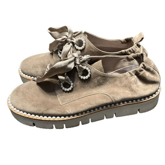 Kennel & Schmenger Suede  Pearl Studded  Tie Loafer Made In Germany Sz 6 1/2 - Picture 2 of 8